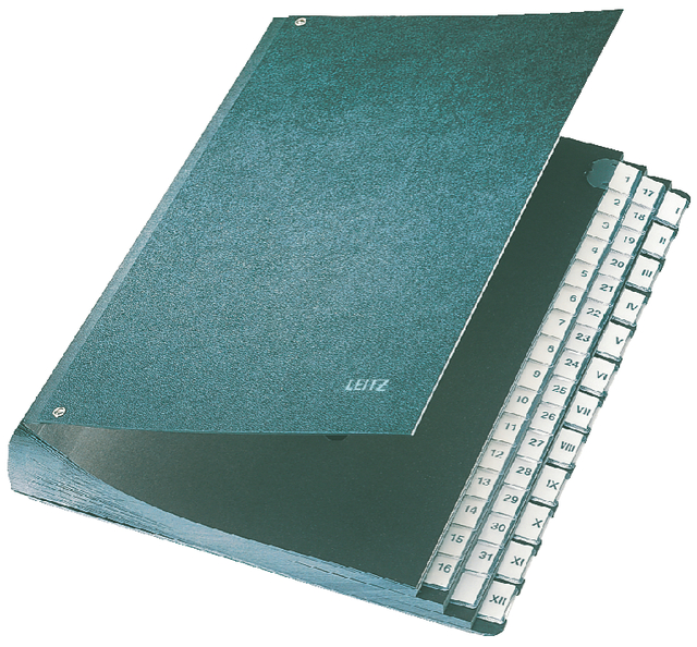 Termijnmap Leitz 1-31 + I-XII 270x50x345mm hardboard zwart afbeelding