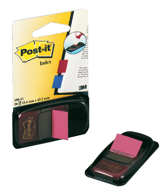 Indextabs Post-it 680 25.4x43.2mm felroze 50 tabs afbeelding