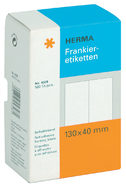 Frankeeretiket HERMA 4328 dubbel 130x40mm 500stuks afbeelding