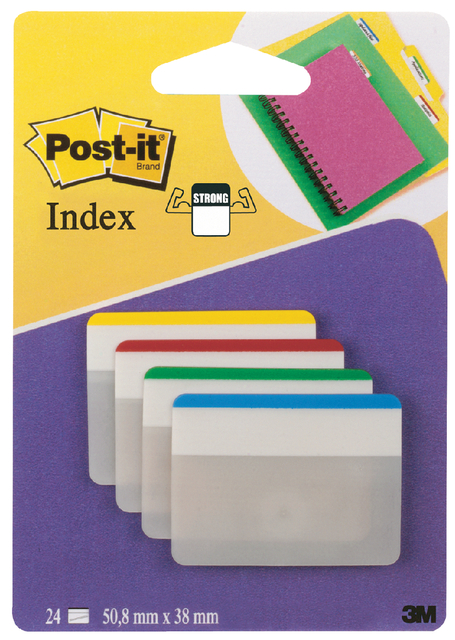 Indextabs Post-it 686F1 38x50.8mm strong recht assorti 24 tabs afbeelding