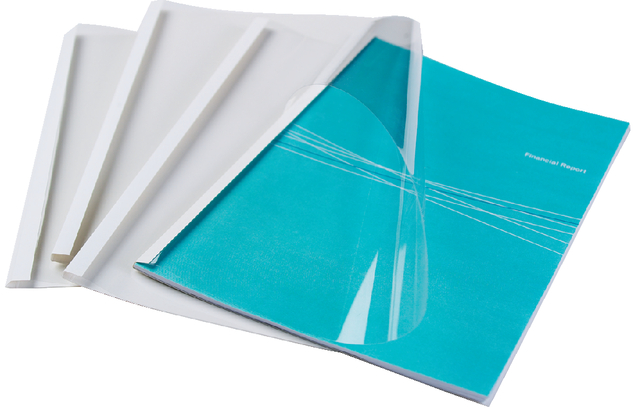 Thermische omslag GBC A4 3mm transparant/wit 100 stuks afbeelding