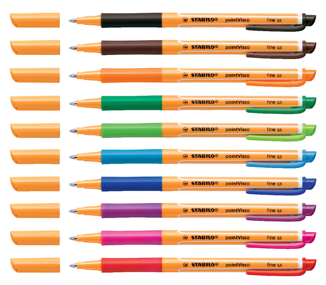 Rollerpen STABILO PointVisco 1099/10 fijn assorti etui à 10 stuks — Foto 2 van 2