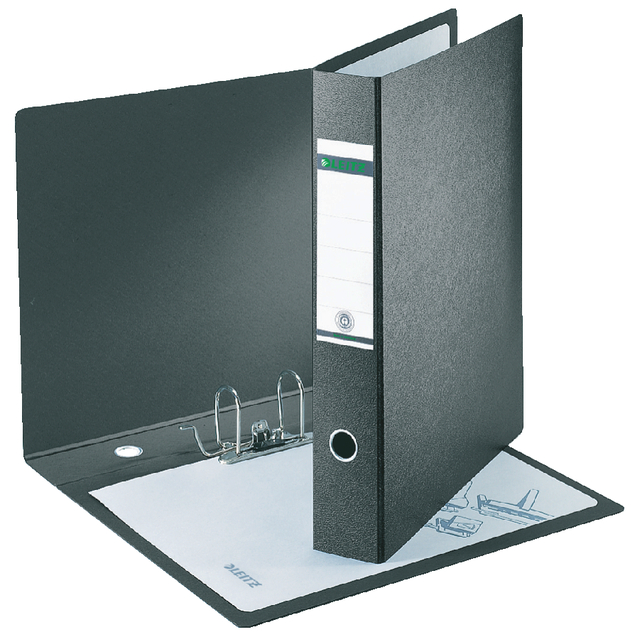 Ordner Leitz 1072 180° zonder sleuven en randbeschermers 77mm karton A3 recht zwart afbeelding