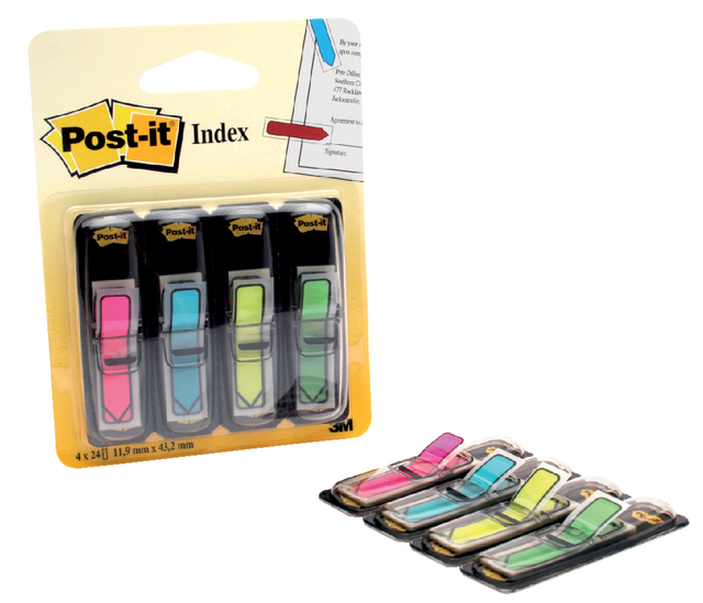 Indextabs Post-it 684 12x43mm pijl neon assorti 96 tabs afbeelding