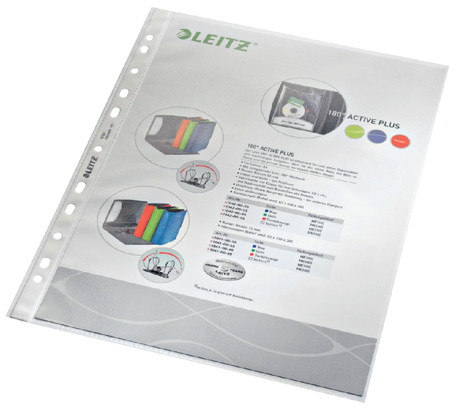 Showtas Leitz Premium standaard 11-gaats copy safe 0.085mm PP A4 transparant 100 stuks afbeelding