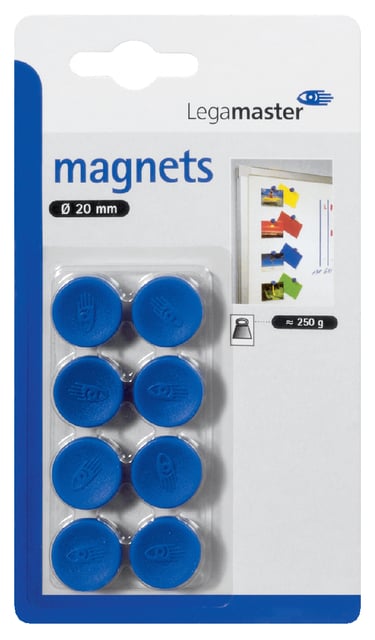 Magneet Legamaster 20mm 250gr blauw 8 stuks afbeelding