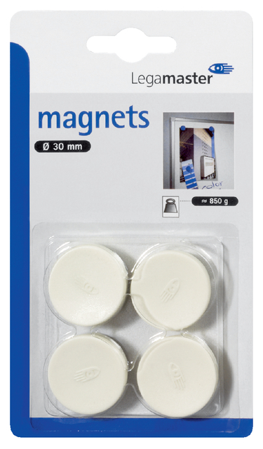 Magneet Legamaster 30mm 850gr wit 4 stuks afbeelding