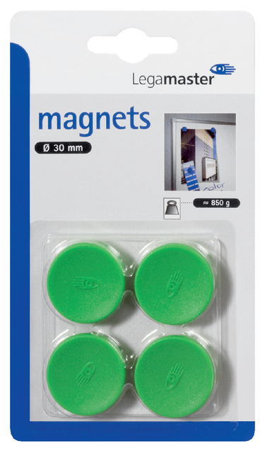 Magneet Legamaster 30mm 850gr groen 4 stuks afbeelding