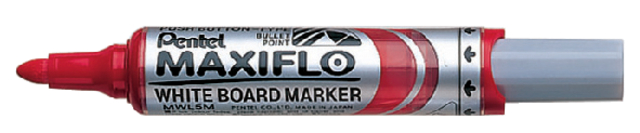 Whiteboardmarker Pentel MWL5M Maxiflo rond 3mm rood afbeelding