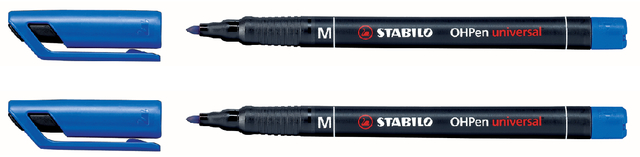 Viltstift STABILO OHpen 843/41 permanent rond medium blauw afbeelding