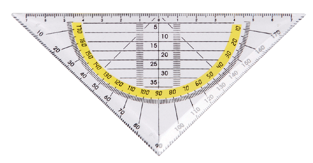 Geodriehoek Quantore 140mm transparant — Foto 2 van 2