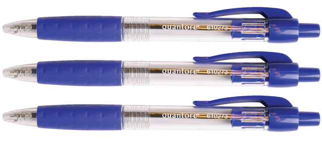 Balpen Quantore Grip drukknop blauw medium afbeelding