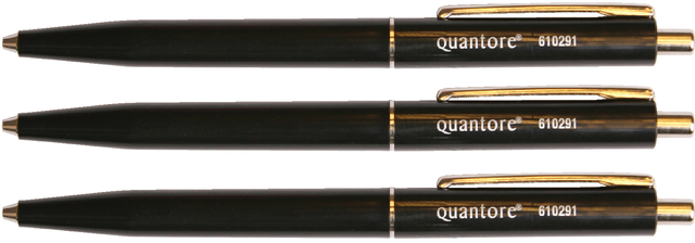 Balpen Quantore drukknop met metalen clip zwart medium afbeelding