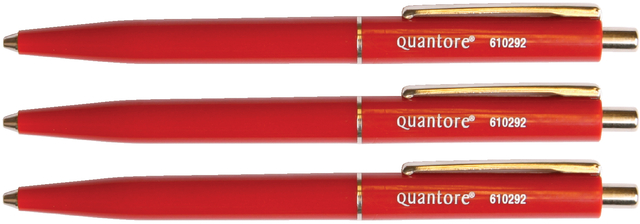 Balpen Quantore drukknop met metalen clip rood medium afbeelding