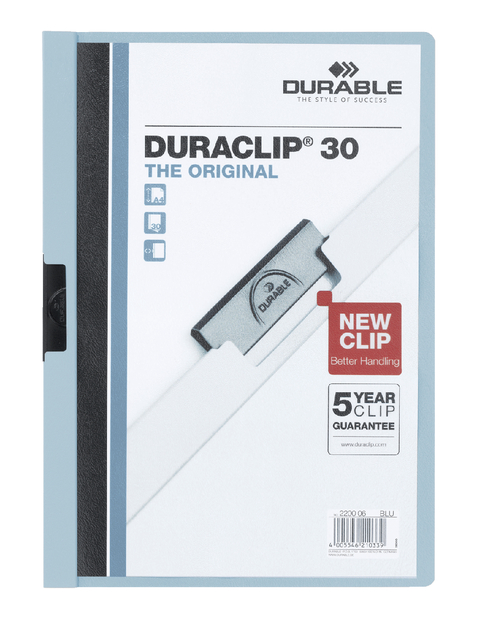 Klemmap Durable Duraclip A4 3mm 30 vellen lichtblauw afbeelding