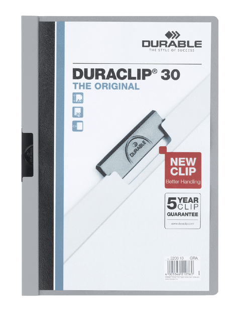 Klemmap Durable Duraclip A4 3mm 30 vellen grijs afbeelding