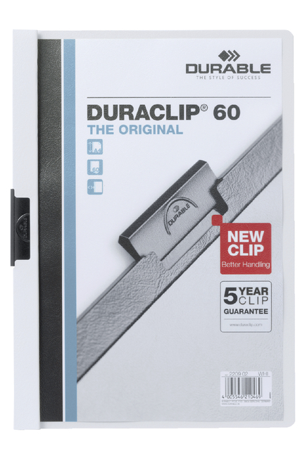 Klemmap Durable Duraclip A4 6mm 60 vellen wit afbeelding