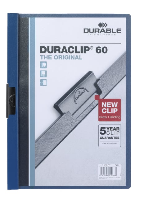 Klemmap Durable Duraclip A4 6mm 60 vellen donkerblauw afbeelding