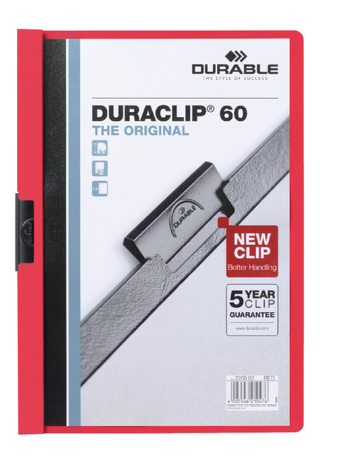 Klemmap Durable Duraclip A4 6mm 60 vellen rood afbeelding