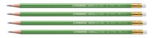 Potlood STABILO Greengraph 6004 HB met gumtop afbeelding