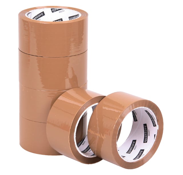 Verpakkingstape Quantore 50mmx60m PP bruin 6 rollen afbeelding