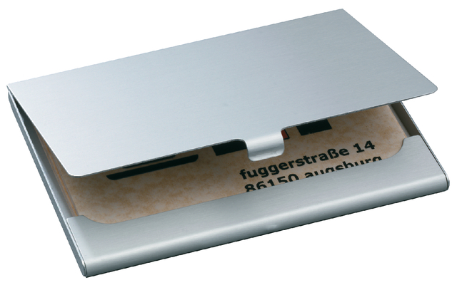 Visitekaarthouder Sigel VZ135 voor 15 kaarten 91x58mm graveerbaar aluminium mat zilver afbeelding
