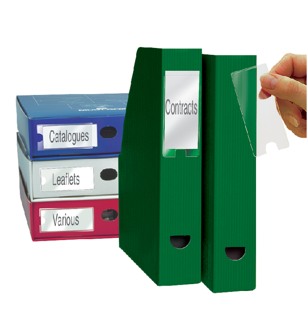 Etikethouder Djois 35x102mm zelfklevend transparant 12 stuks afbeelding