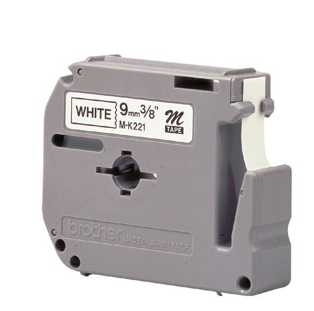 Labeltape Brother P-touch M-K221BZ ongelamineerd 9mm zwart op wit — Foto 2 van 2