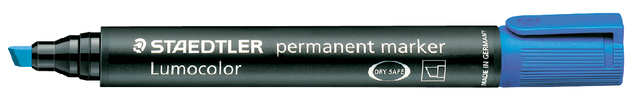Viltstift Staedtler Lumocolor 350 permanent schuin blauw afbeelding