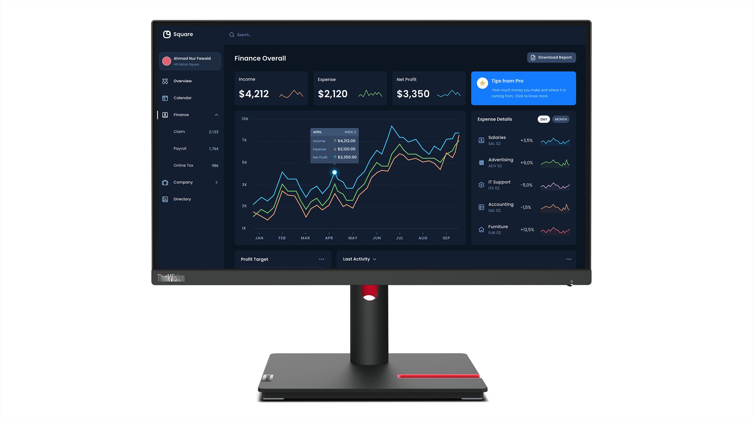 Lenovo ThinkVision T22i-30 LED display 54,6 cm (21.5") 1920 x 1080 Pixels Full HD Zwart afbeelding