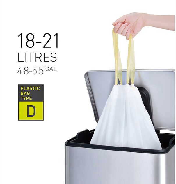 Afvalzak EKO MDPE type D met trekband 55x55cm 18-21L wit rol à 20 stuks afbeelding