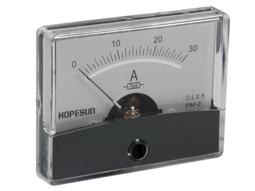 ANALOGE PANEELMETER VOOR DC STROOMMETINGEN 30A DC / 60 x 47mm afbeelding