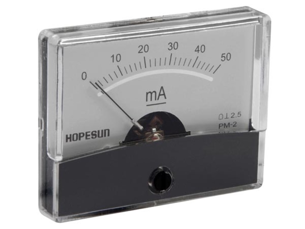 ANALOGE PANEELMETER VOOR DC STROOMMETINGEN 50mA DC / 60 x 47mm afbeelding