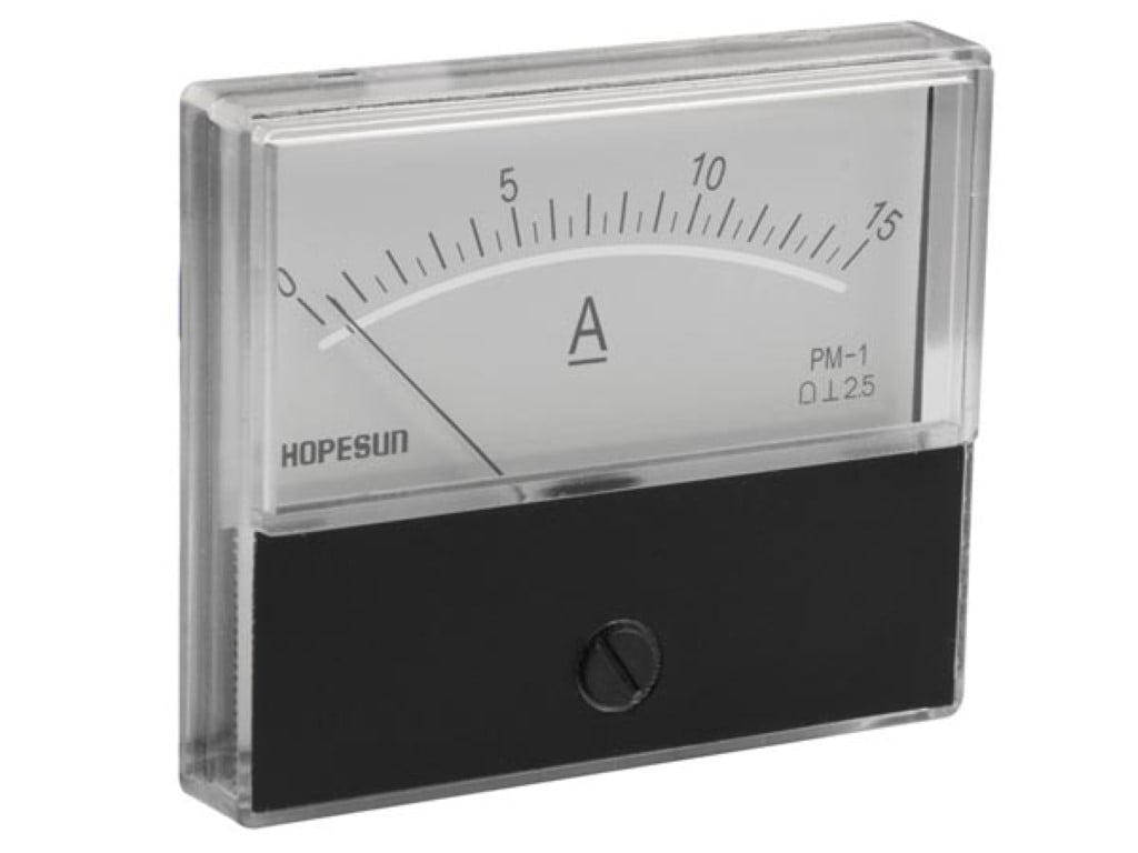 ANALOGE PANEELMETER VOOR DC STROOMMETINGEN 15A DC / 70 x 60mm afbeelding