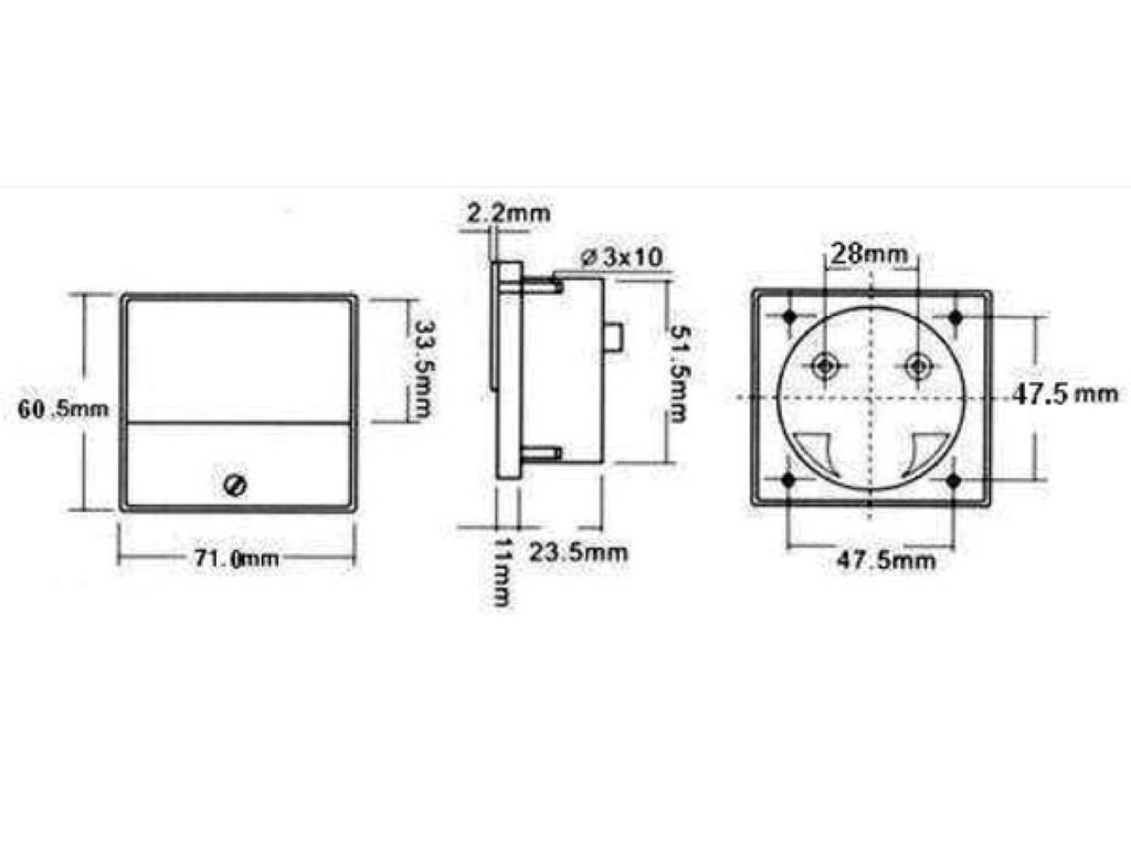 ANALOGE PANEELMETERVOOR DC SPANNINGSMETINGEN 15V DC / 70 x 60mm afbeelding