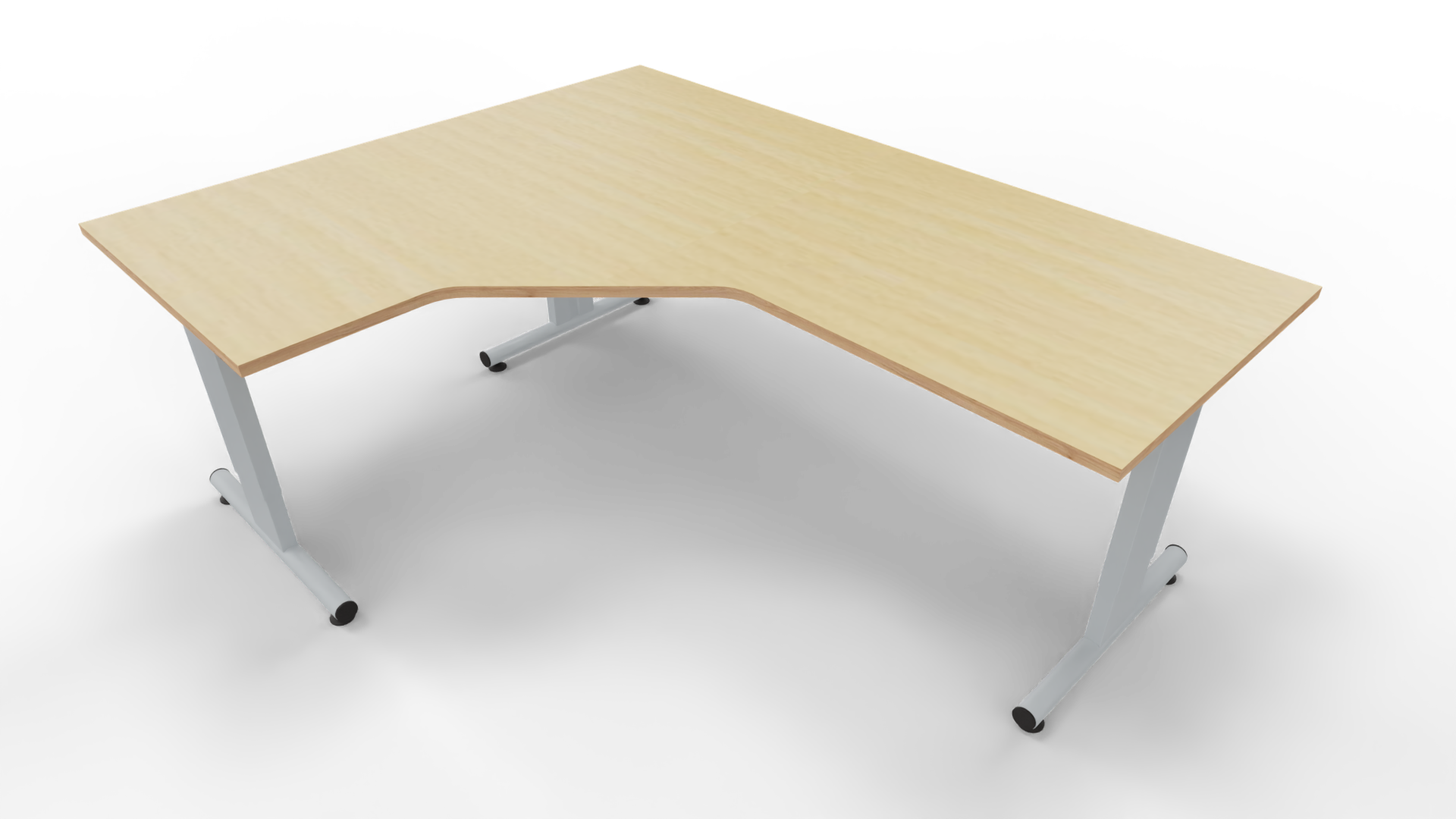 Hoekbureau 3331 - Alu - Beuken - 200 x 80/160 x 80 cm. - Links afbeelding