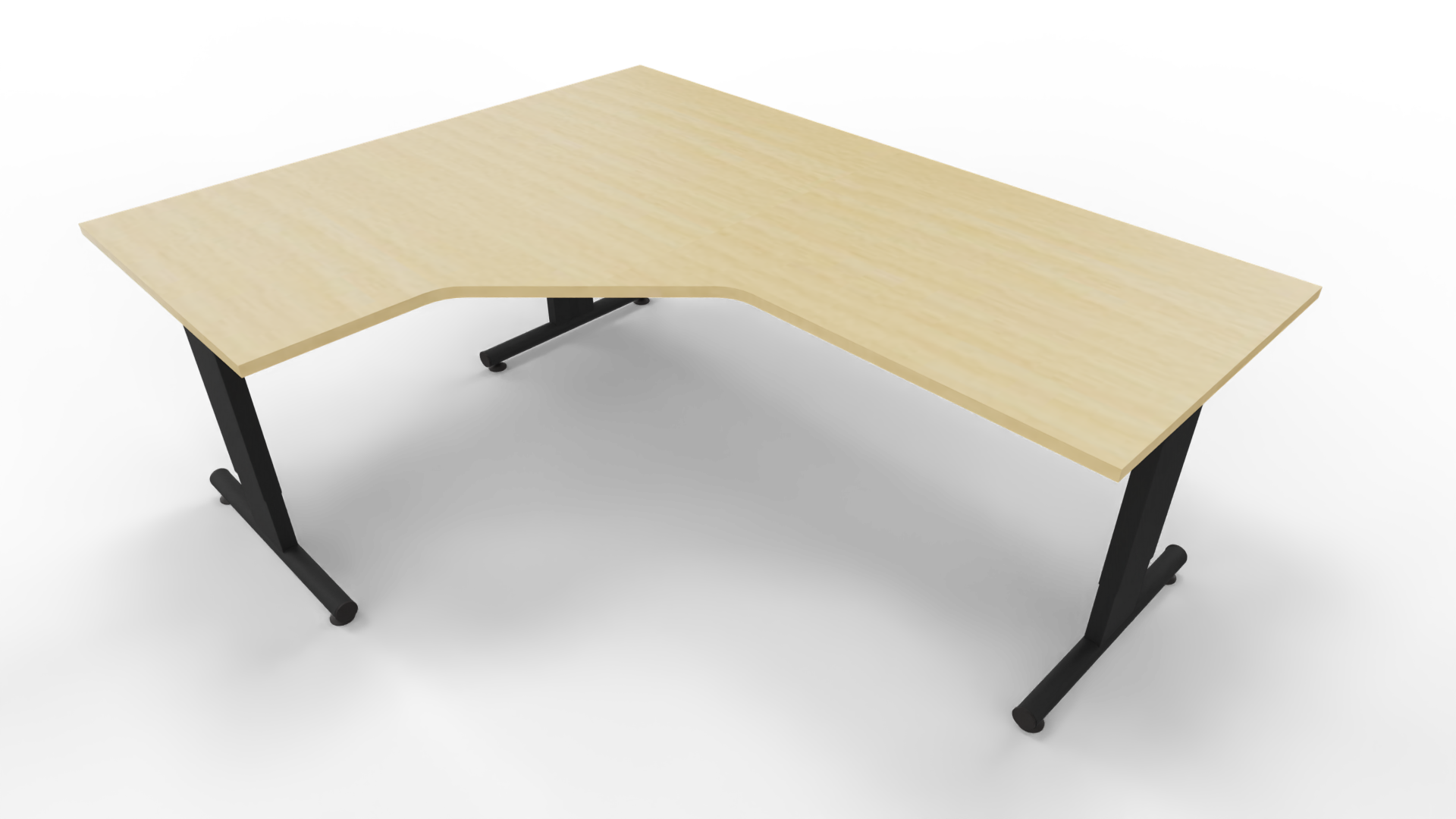 Hoekbureau 3331 - Zwart - Beuken - 200 x 80/160 x 80 cm. - Links afbeelding