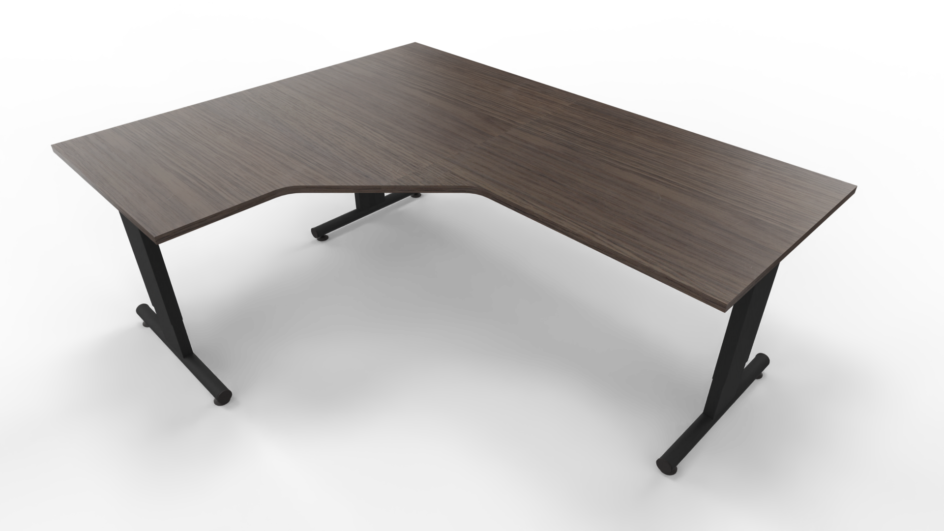 Hoekbureau 3331 - Zwart - Eiken donker - 200 x 80/160 x 80 cm. - Links afbeelding