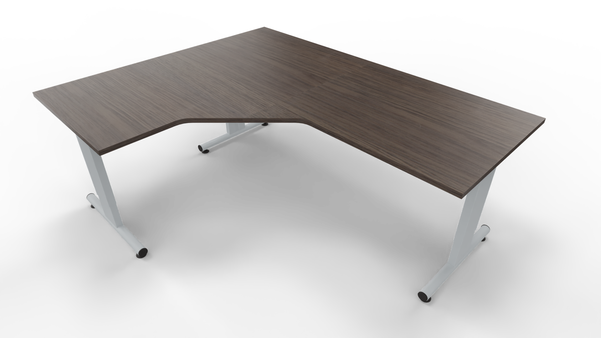 Hoekbureau 3331 - Alu - Eiken donker - 200 x 80/160 x 80 cm. - Links afbeelding