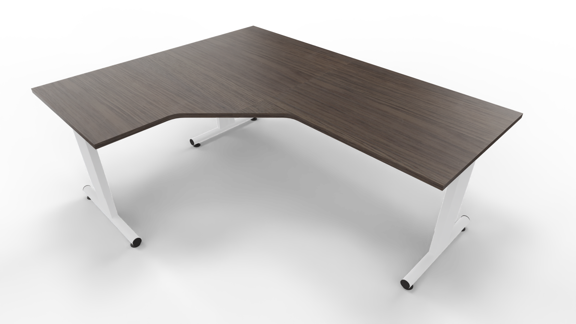 Hoekbureau 3331 - Wit - Eiken donker - 200 x 80/160 x 80 cm. - Links afbeelding