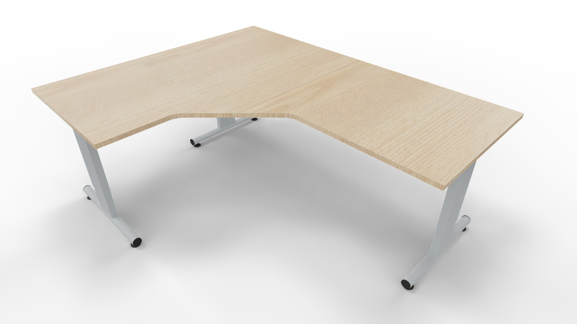 Hoekbureau 3331 - Alu - Eiken licht - 200 x 80/160 x 80 cm. - Links afbeelding