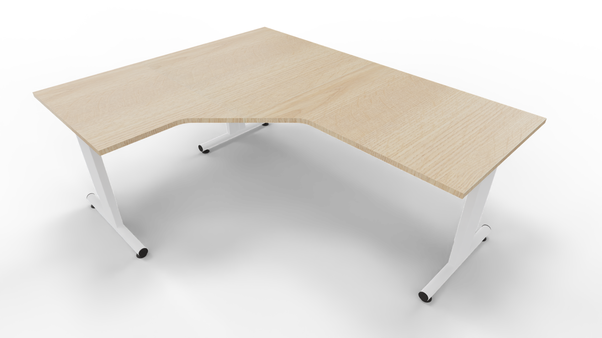 Hoekbureau 3331 - Wit - Eiken licht - 200 x 80/160 x 80 cm. - Links afbeelding