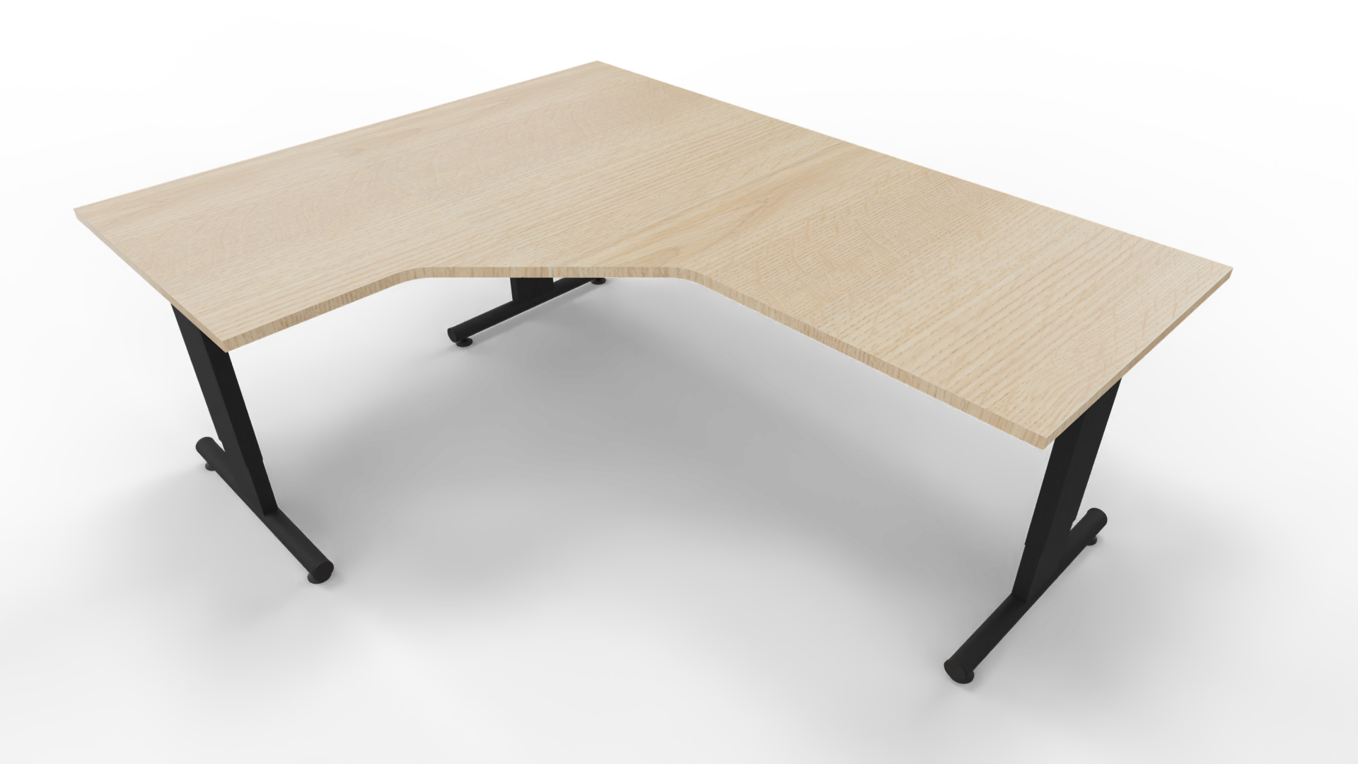 Hoekbureau 3331 - Zwart - Eiken licht - 200 x 80/160 x 80 cm. - Links afbeelding