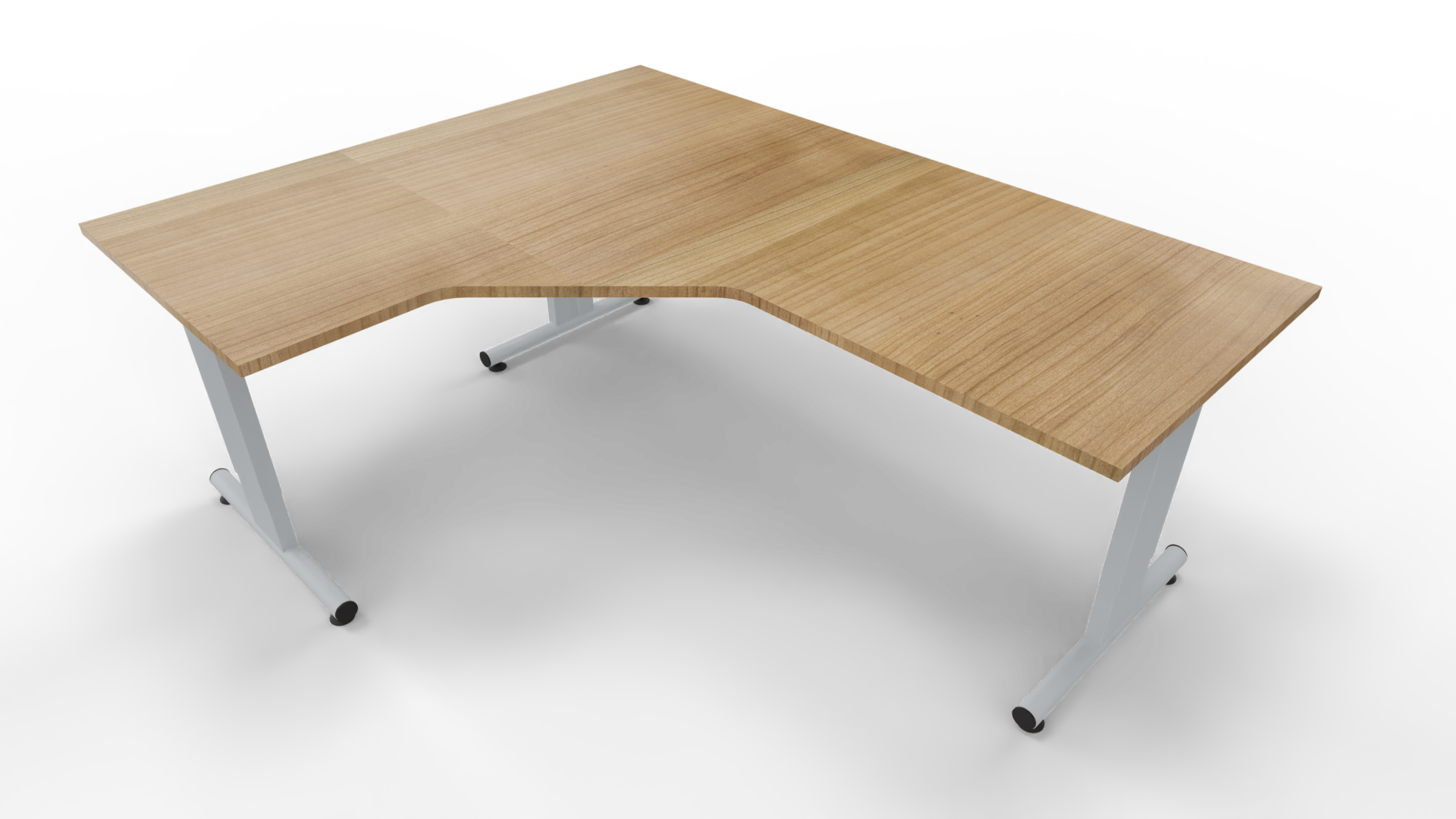 Hoekbureau 3331 - Alu - Toscaans noten - 200 x 80/160 x 80 cm. - Links afbeelding