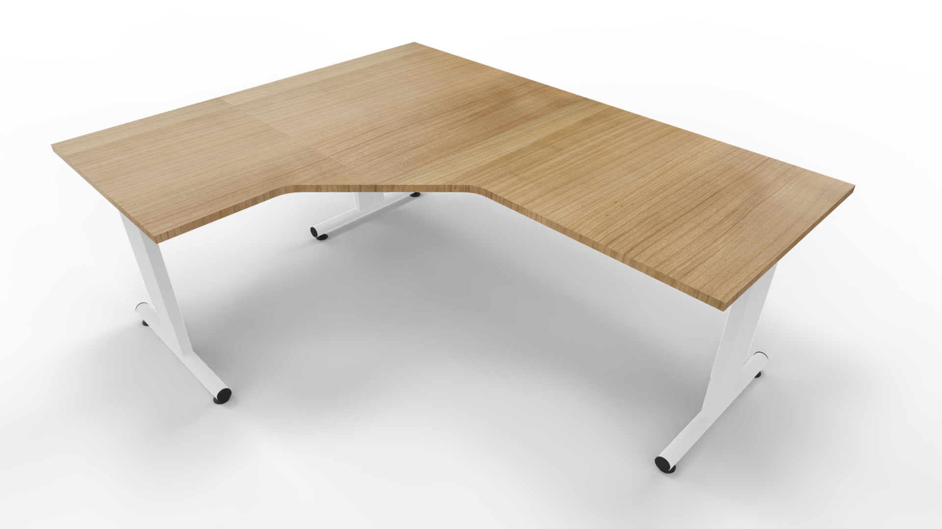Hoekbureau 3331 - Wit - Toscaans noten - 200 x 80/160 x 80 cm. - Links afbeelding