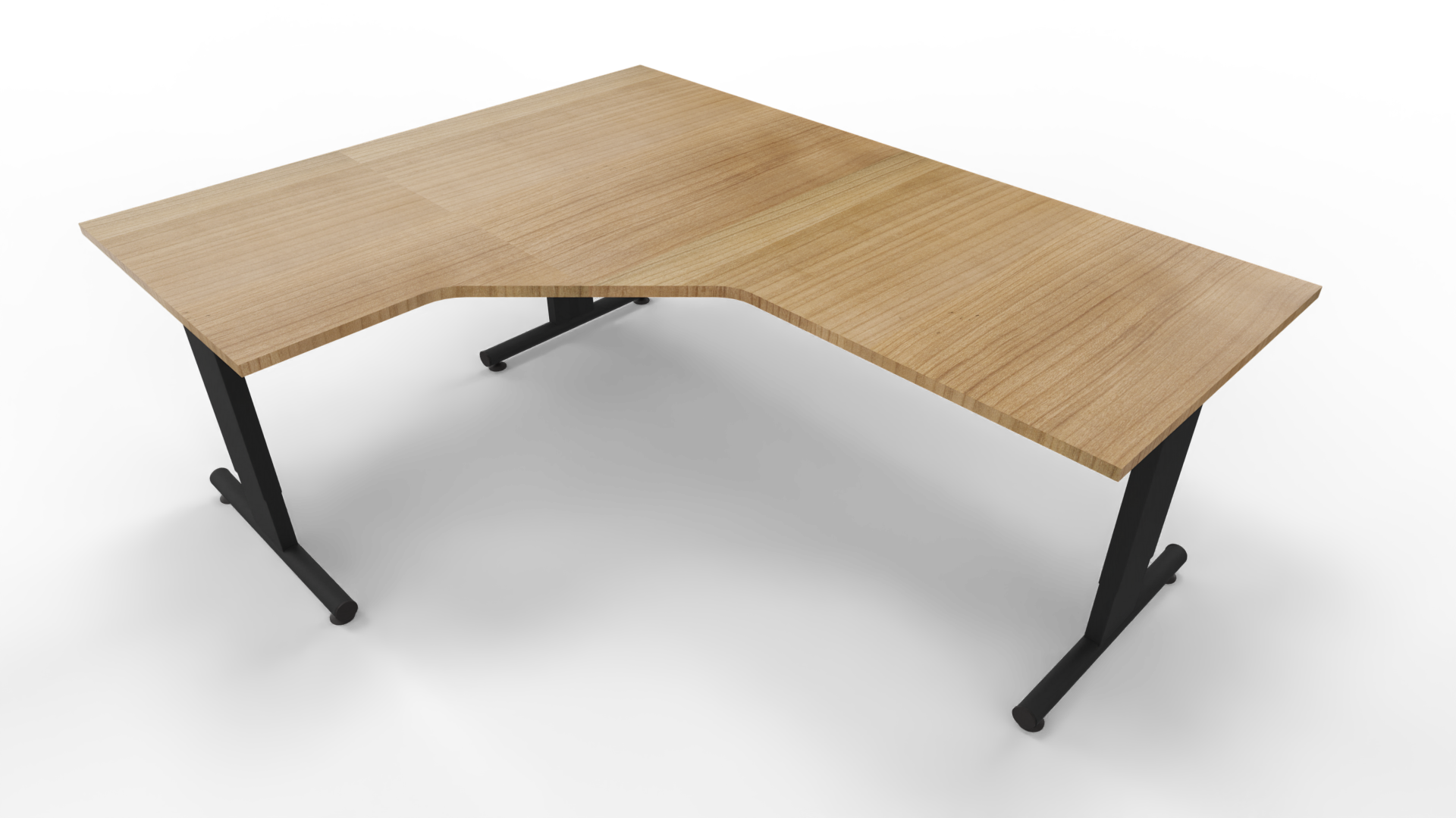 Hoekbureau 3331 - Zwart - Toscaans noten - 200 x 80/160 x 80 cm. - Links afbeelding