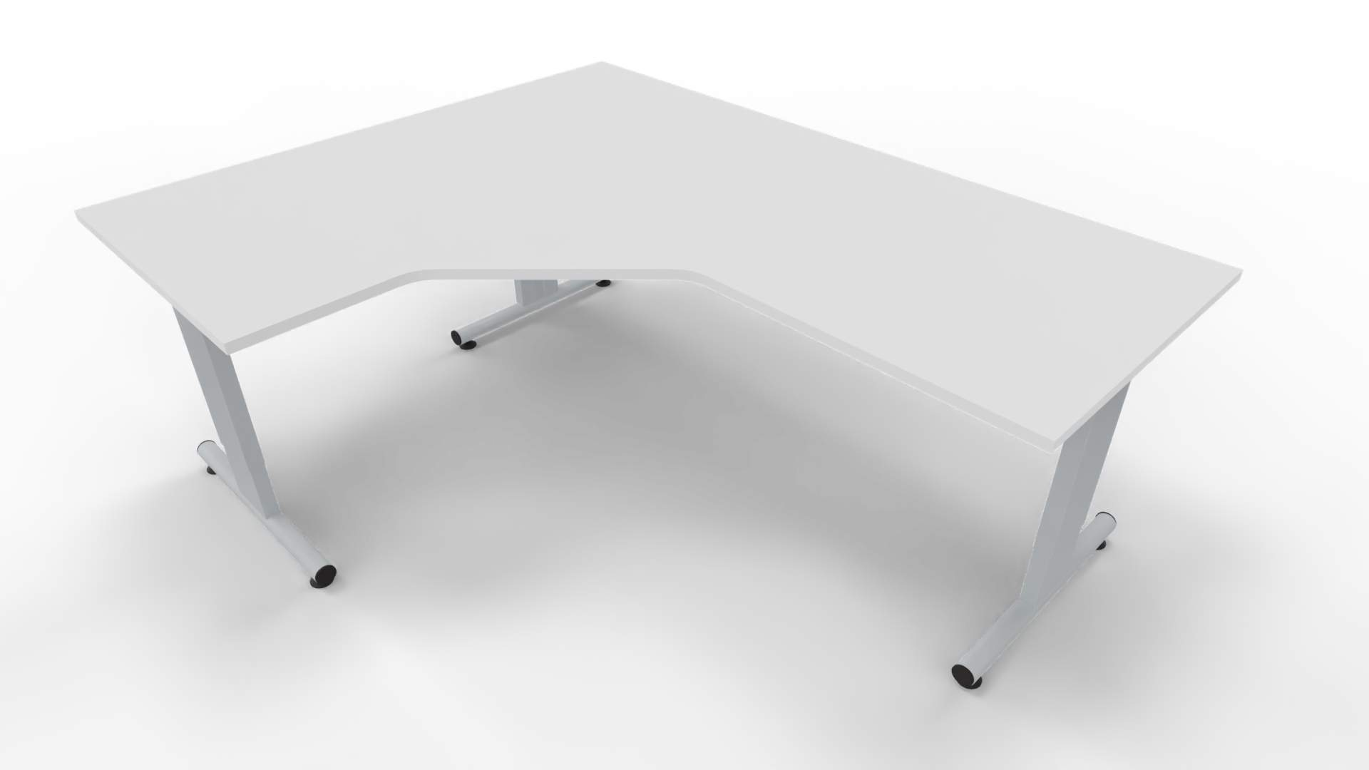 Hoekbureau 3331 - Alu - Wit - 200 x 80/160 x 80 cm. - Links afbeelding