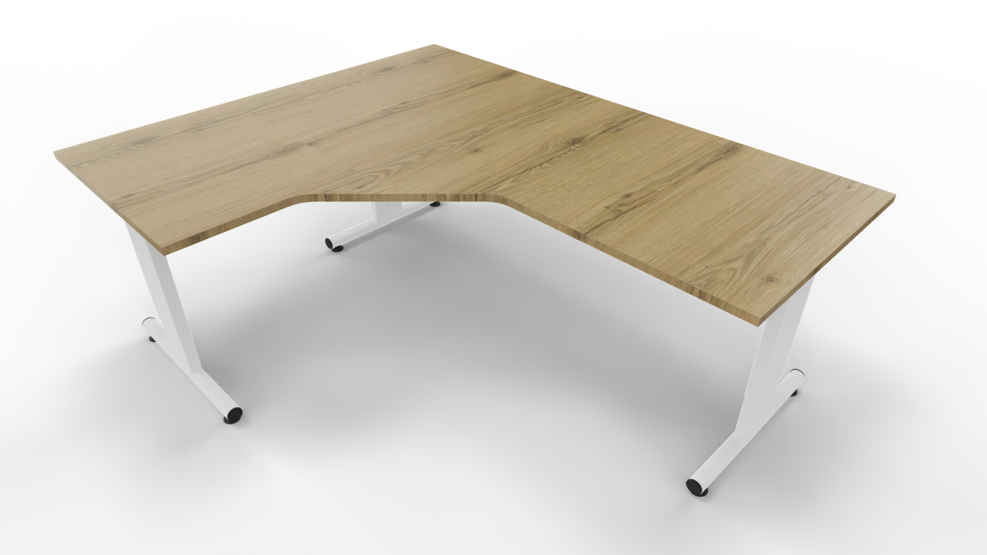 Hoekbureau 3331 - Wit - Eiken YT49a - 200 x 80/160 x 80 cm. - Links afbeelding