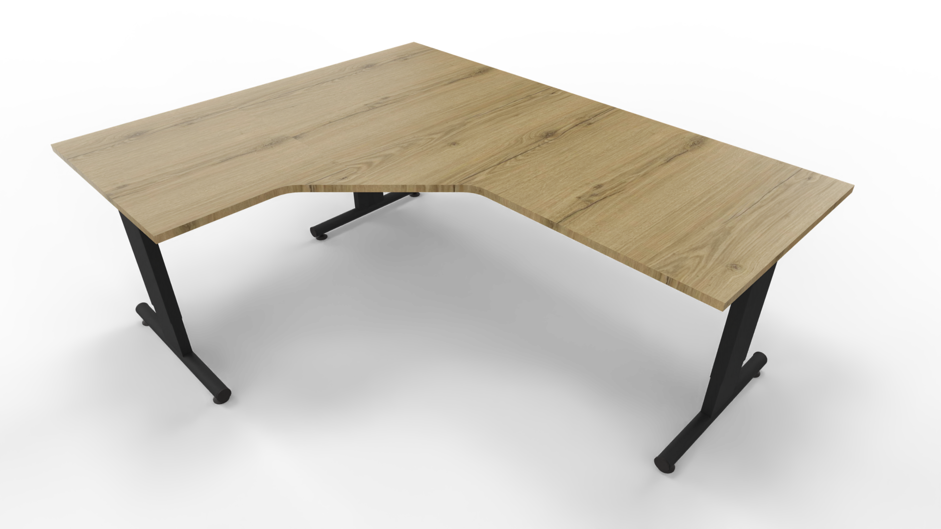 Hoekbureau 3331 - Zwart - Eiken YT49a - 200 x 80/160 x 80 cm. - Links afbeelding