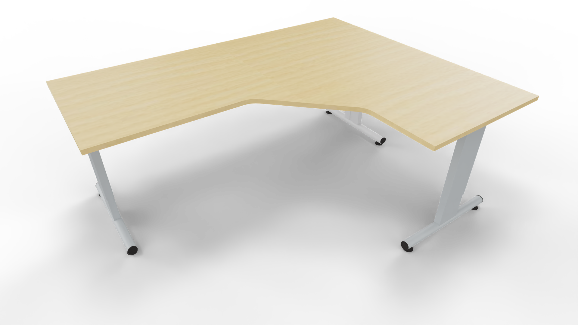 Hoekbureau 3331 - Alu - Beuken - 200 x 80/160 x 80 cm. - Rechts afbeelding
